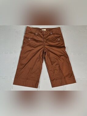 Faded Glory Women’s 12 Brown Cropped Wide Leg Pants Stretch